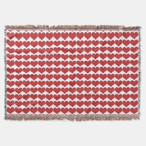 Red Cute Hearts Pattern Throw Blanket