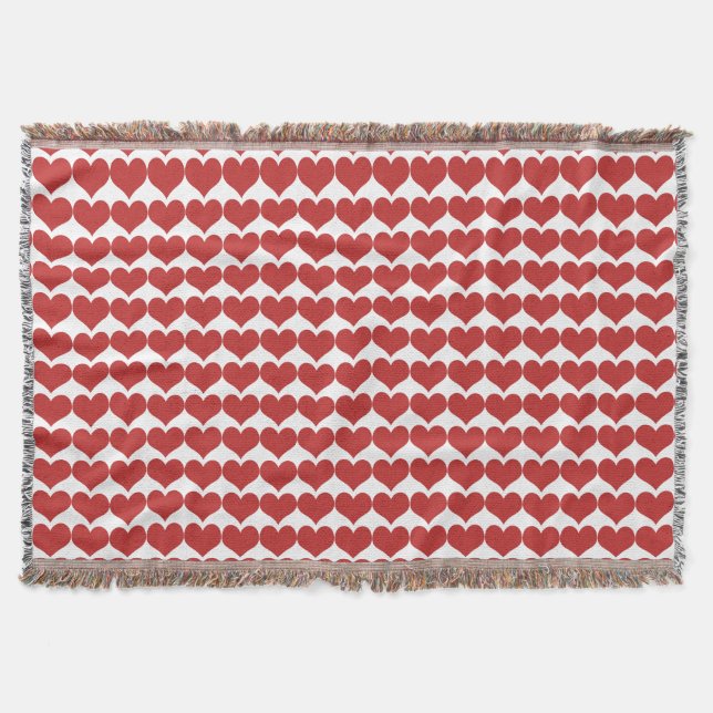 Red Cute Hearts Pattern Throw Blanket (Front)