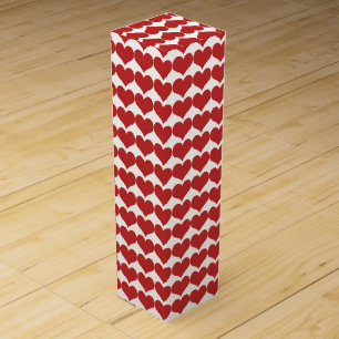 Red Cute Hearts Pattern Wine Box