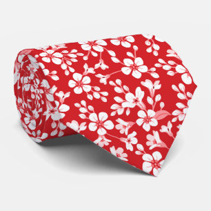 Red cute little floral pattern neck tie