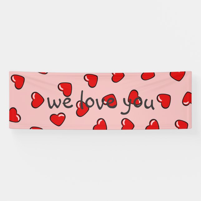 Red cute love hearts banner (Horizontal)