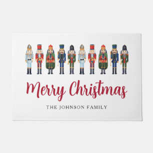 Red Cute Nutcracker Merry Christmas Doormat