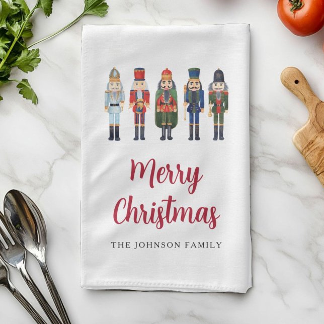 Red Cute Nutcracker Merry Christmas  Kitchen Towel (Red Cute Nutcracker Merry Christmas Kitchen Towel)