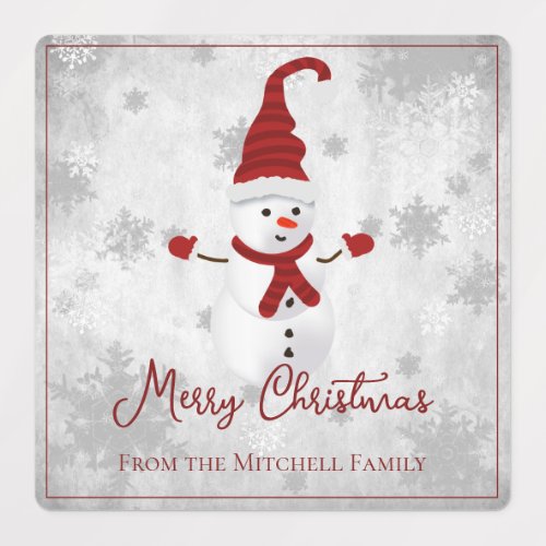 Red Cute Snowman Holiday Baking Labels