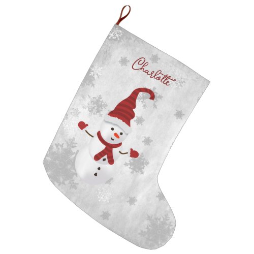 Red Cute Snowman Holiday Stocking