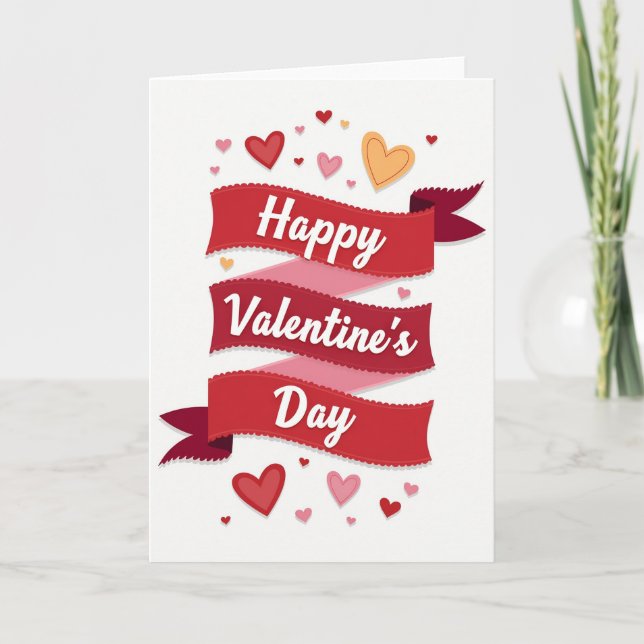 Red Cute Vector Valentines Card (Front)