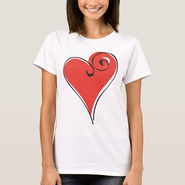 Red Cutout Heart Womens Shirt (Front)