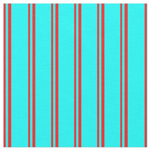 Red & Cyan Pattern of Stripes Fabric