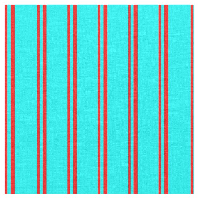Red & Cyan Pattern of Stripes Fabric (Close Up)