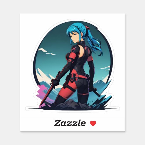 Red Cyborg Ninja girl Of The North4 Sticker