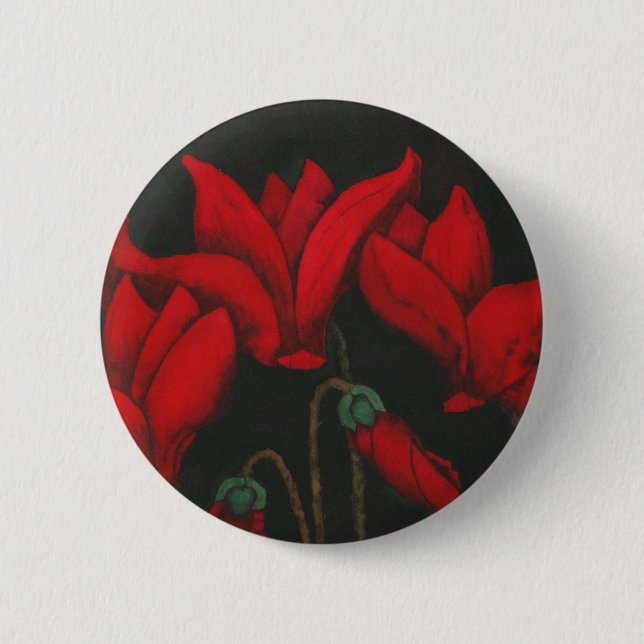 "Red Cyclaman" Floral Button (Front)