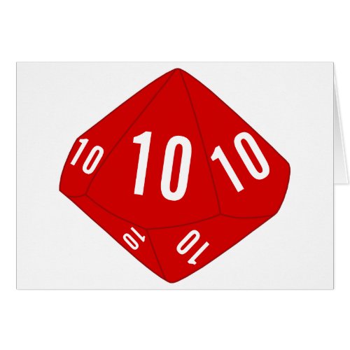 Red D10 Table Number Card