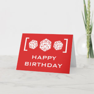 Red D20 Dice Gamer Birthday Card