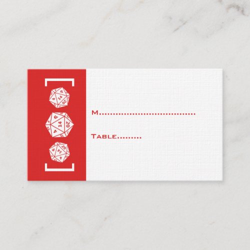 Red D20 Dice Gamer Wedding Place Card