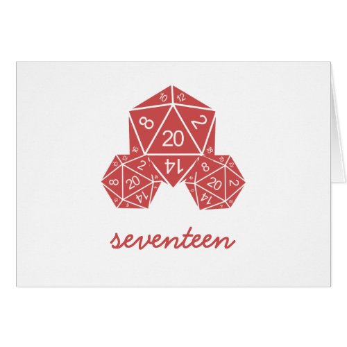 Red D20 Dice Table Number Card