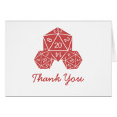Red D20 Dice Thank You Card (Front Horizontal)