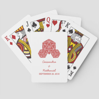 Red D20 Dice Wedding Playing Cards