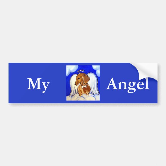 Red Dachshund Angel Bumper Sticker (Front)