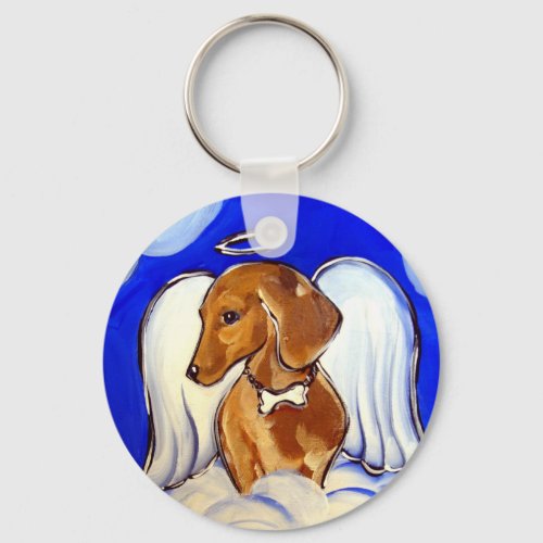 Red Dachshund Angel Keychain