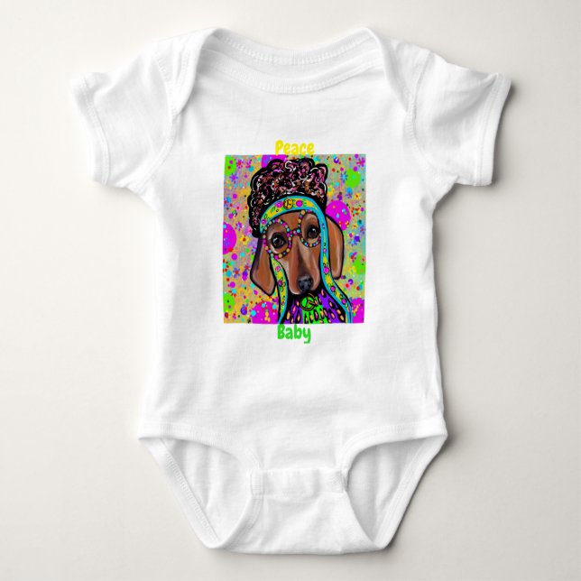 RED DACHSHUND           BABY BODYSUIT (Front)