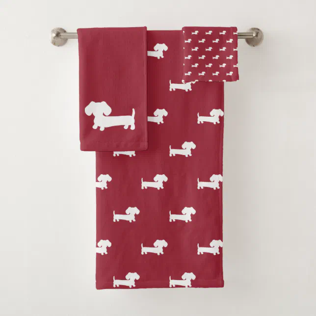 Red Dachshund Bath Towel Set Hand Towel Wash Cloth | Zazzle