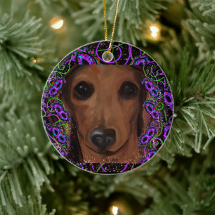 Red Dachshund      Ceramic Ornament