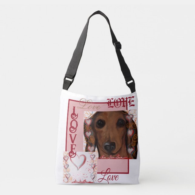 Red Dachshund   Crossbody Bag (Front)