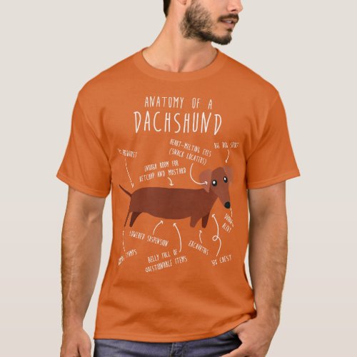 Red Dachshund Dog Anatomy 1 T_Shirt