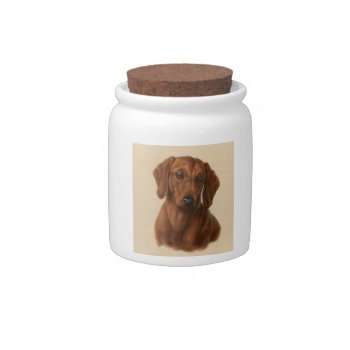 Red Dachshund Dog Treat Candy Jar by walkandbark at Zazzle