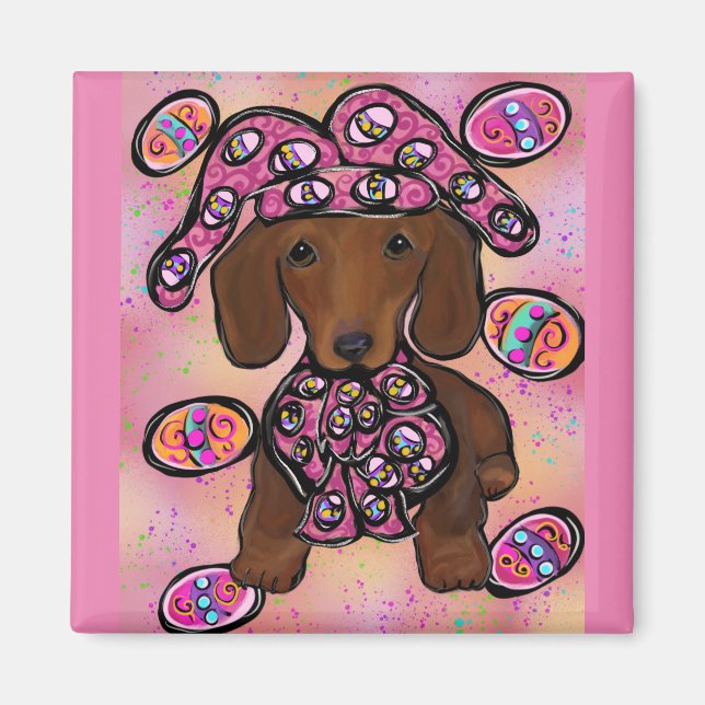 Red Dachshund Doxie Magnet (Front)