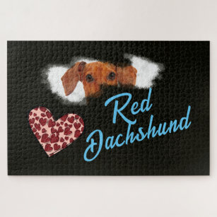 Red Dachshund Eyes Solid Color 1000 piece  Jigsaw Puzzle