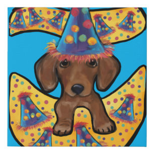 RED DACHSHUND FAUX CANVAS PRINT
