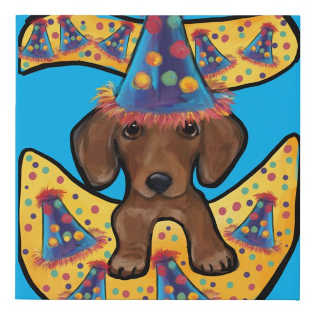 RED DACHSHUND FAUX CANVAS PRINT (Front)