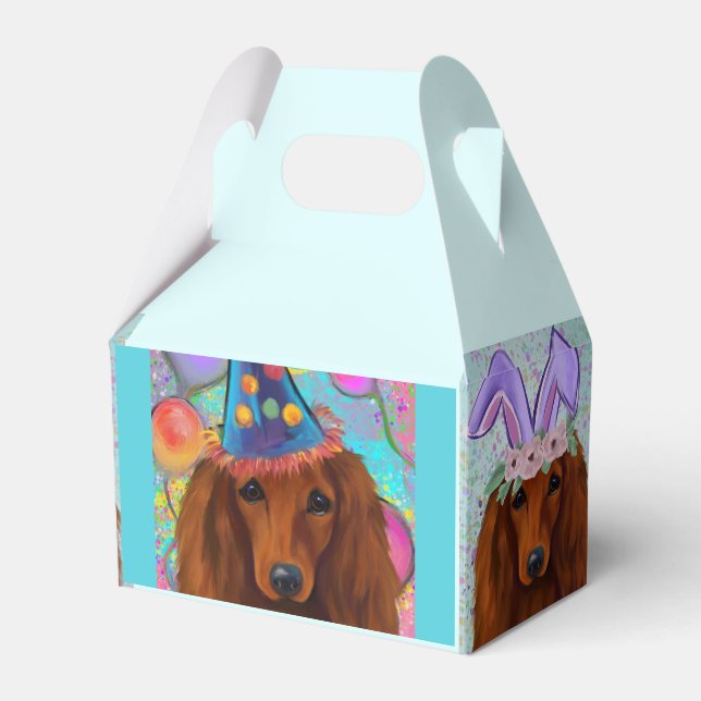 RED DACHSHUND              FAVOR BOXES (Front Side)