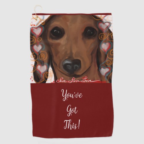 Red Dachshund     Golf Towel