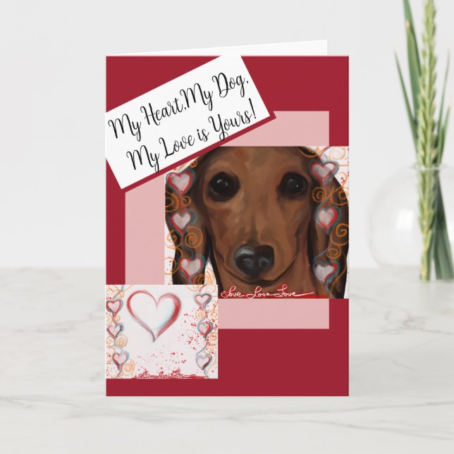Red Dachshund   Letterpress Thank You Card (Front)