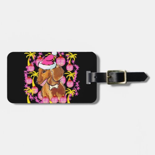 RED DACHSHUND LUGGAGE TAG