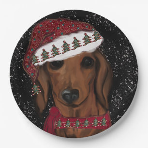 Red Dachshund  Paper Plates