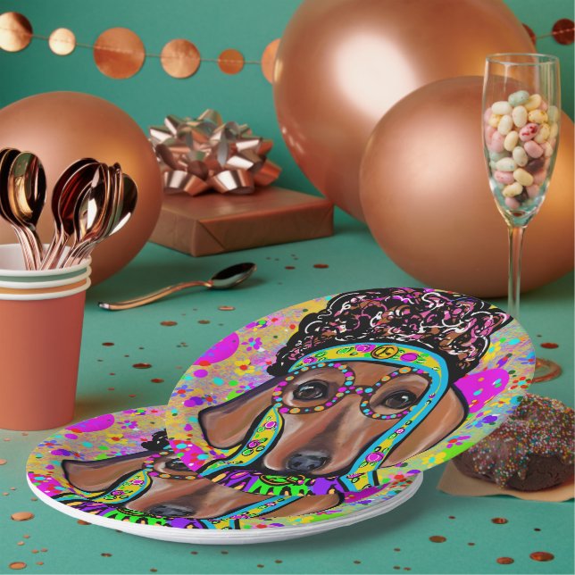 RED DACHSHUND             PAPER PLATES (Multi)