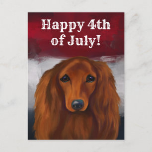 RED DACHSHUND POSTCARD