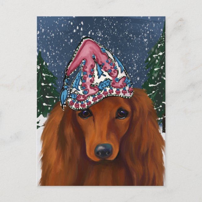 RED DACHSHUND               POSTCARD (Front)