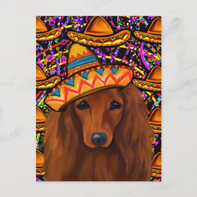 RED DACHSHUND            POSTCARD (Front)