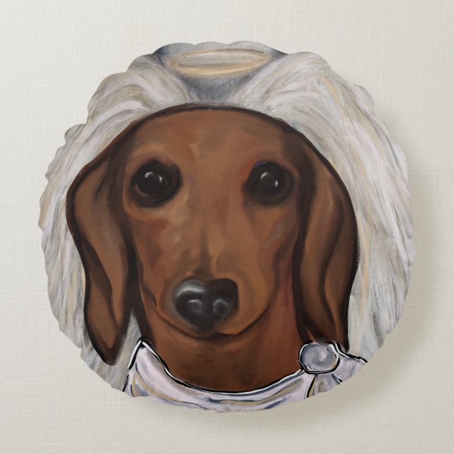 Red Dachshund Round Pillow (Front)