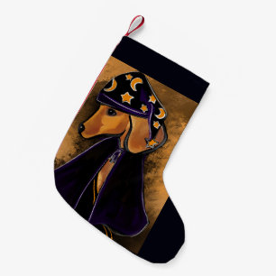 Red dachshund small christmas stocking