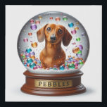 RED DACHSHUND SNOW GLOBE FAUX CANVAS PRINT<br><div class="desc">Beautiful personalized gift that any Doxie owner would love!</div>