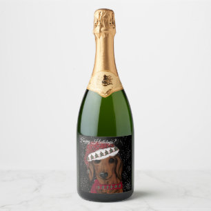 Red Dachshund  Sparkling Wine Label