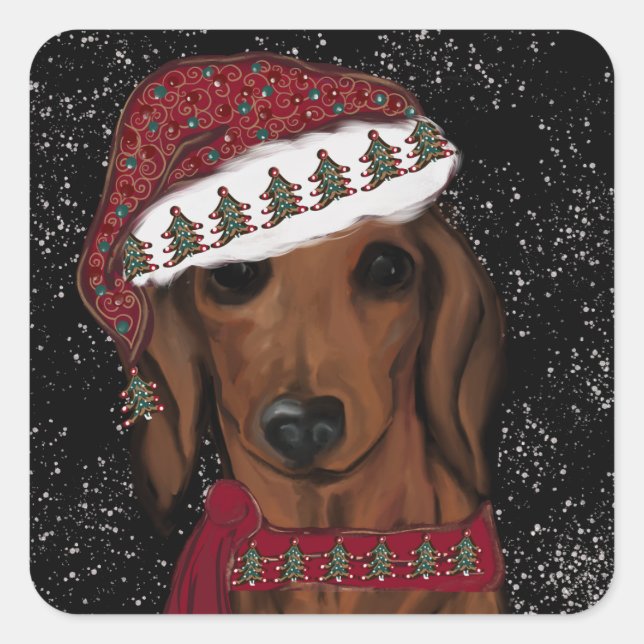 Red Dachshund  Square Sticker (Front)