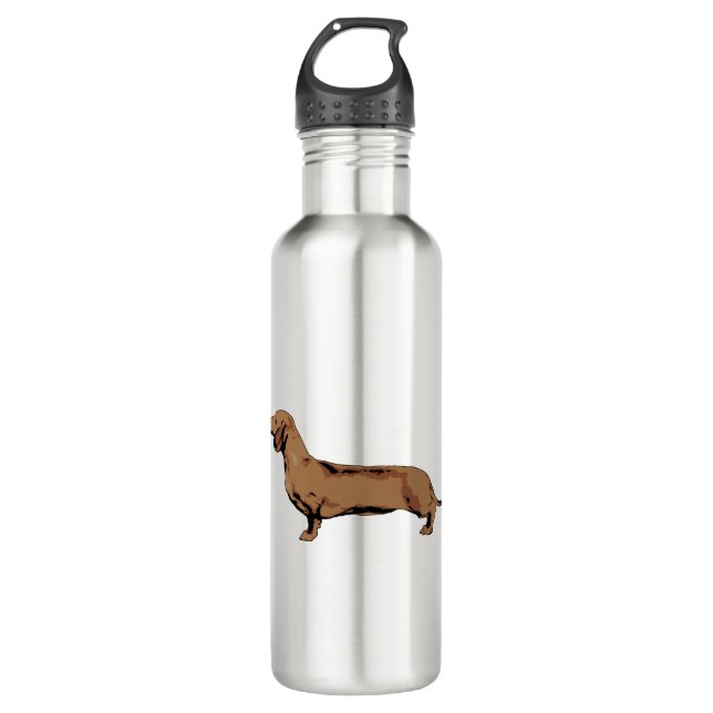 Red Dachshund Stainless Steel Water Bottle (Front)