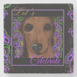 Red Dachshund     Stone Coaster