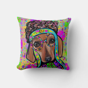 RED DACHSHUND THROW PILLOW